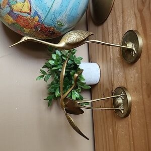 Vintage Brass Crane Figurines Pair